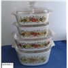 Image 1 : Set of 4 Pyrex Corning covered casseroles, rare pattern, MINT