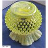 Image 5 : Fenton uranium opalescent vaseline hobnail glass vase - glows! - approx. 5x5 1/4 inches