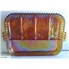 Image 1 : Heavy carnival glass divided tray - approx. 9x12 1/2 inches