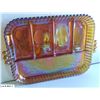 Image 2 : Heavy carnival glass divided tray - approx. 9x12 1/2 inches