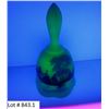 Image 1 : Fenton uranium custard glass bell, signed by artist - glows! - approx. 5 1/2 inches tall