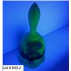 Image 2 : Fenton uranium custard glass bell, signed by artist - glows! - approx. 5 1/2 inches tall