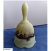 Image 3 : Fenton uranium custard glass bell, signed by artist - glows! - approx. 5 1/2 inches tall