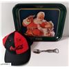 Image 1 : 3 Coca-Cola (Coke) items - Excellent condition original Santa Claus tray, 1980s snapback hat, stainl