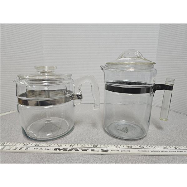 Pyrex coffee pot - 6 cup (complete) and 8 cup Pyrex coffee pot (incomplete)