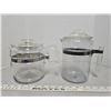 Image 1 : Pyrex coffee pot - 6 cup (complete) and 8 cup Pyrex coffee pot (incomplete)