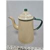Image 1 : Cream/Green trim enamel coffee pot