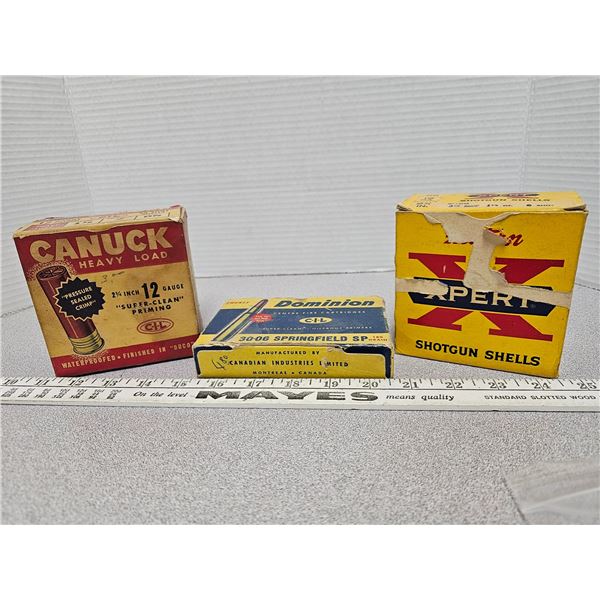 Vintage shell boxes - one has shotgun casings