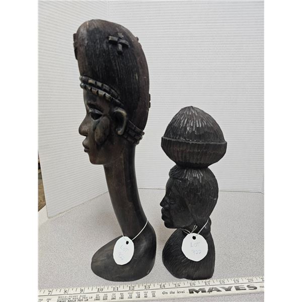 Pair of carved African figures - one cedar, one hardwood