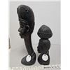 Image 1 : Pair of carved African figures - one cedar, one hardwood
