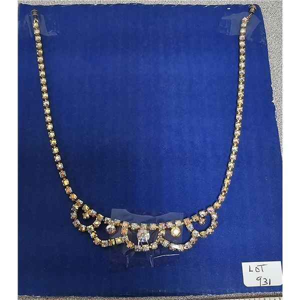 Vintage rhinestone necklace - 16.5 inches long