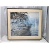 Image 1 : Large framed painting by David Barker, "Winter Cruise"
