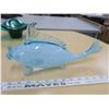 Image 5 : blue blown glass fish (cracked, see pics) and green glass decorative bowl