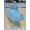 Image 6 : blue blown glass fish (cracked, see pics) and green glass decorative bowl