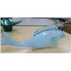 Image 7 : blue blown glass fish (cracked, see pics) and green glass decorative bowl