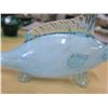 Image 8 : blue blown glass fish (cracked, see pics) and green glass decorative bowl