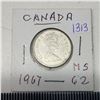 Image 1 : 1967 Canadian silver "lynx" 25 cent coin