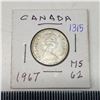 Image 1 : 1967 Canadian silver "lynx" 25 cent coin