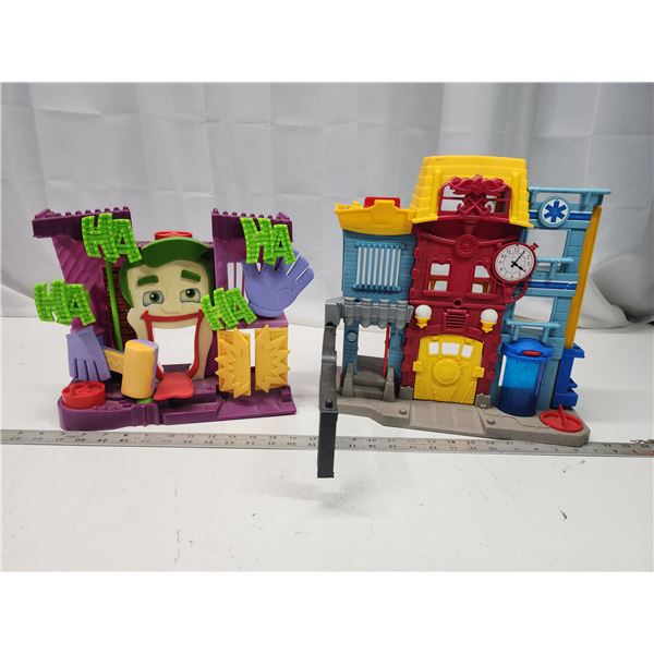 2 Fisher Price playsets - Jokers Fun house & Firehouse