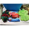 Image 5 : Tub of misc. kids items - sz 4-6x dino costume, stuffed animals, blow up dinosaur, etc.