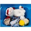 Image 7 : Tub of misc. kids items - sz 4-6x dino costume, stuffed animals, blow up dinosaur, etc.