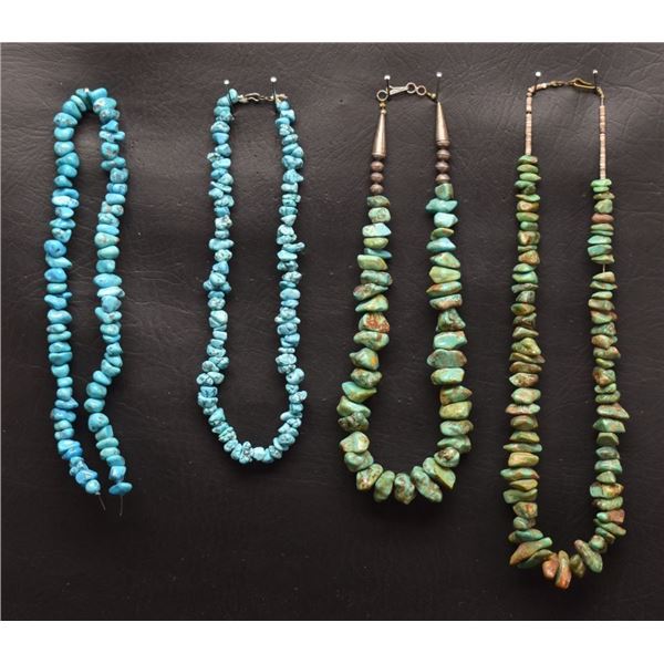 FOUR NAVAJO INDIAN NUGGET NECKLACES