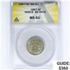 Image 1 : 1867 Shield Nickel ANACS MS61