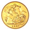 Image 2 : 1987 G. Britain .1176oz Gold 1/2 Sovereign CLOSELY