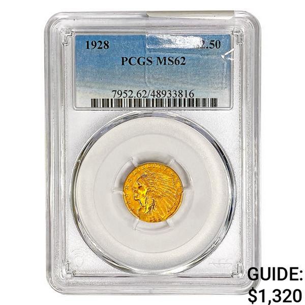 1928 $2.50 Gold Quarter Eagle PCGS MS62