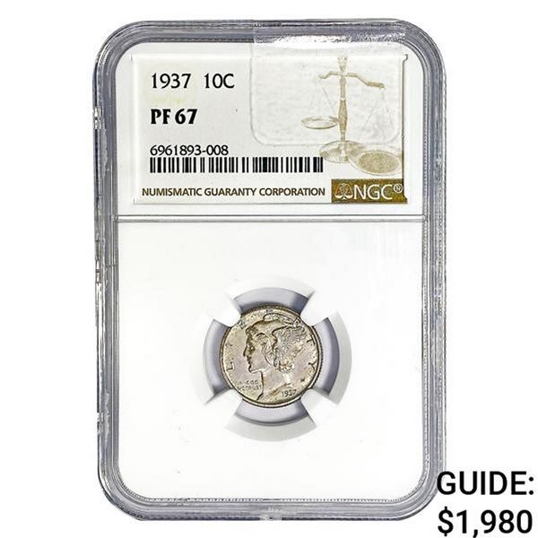 1937 Mercury Silver Dime NGC PF67