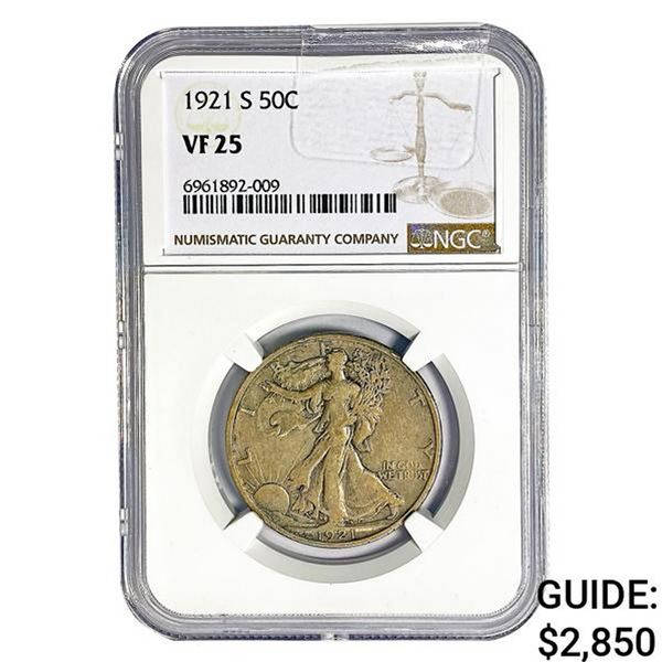 1921-S Walking Liberty Half Dollar NGC VF25