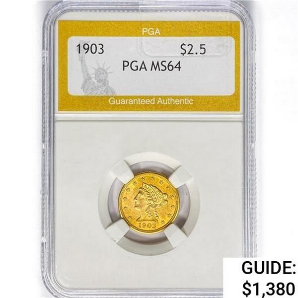 1903 $2.50 Gold Quarter Eagle PGA MS64