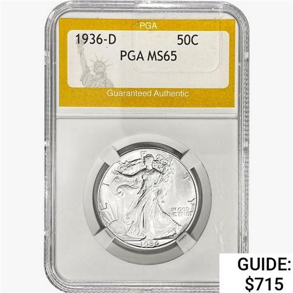 1936-D Walking Liberty Half Dollar PGA MS65