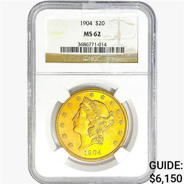 1904 $20 Gold Double Eagle NGC MS62