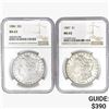 Image 1 : [2] Morgan Silver Dollars NGC MS63 [1886, 1887]