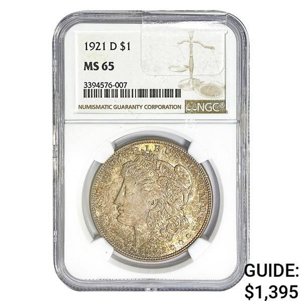 1921-D Morgan Silver Dollar NGC MS65