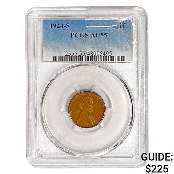 1924-S Wheat Cent PCGS AU55