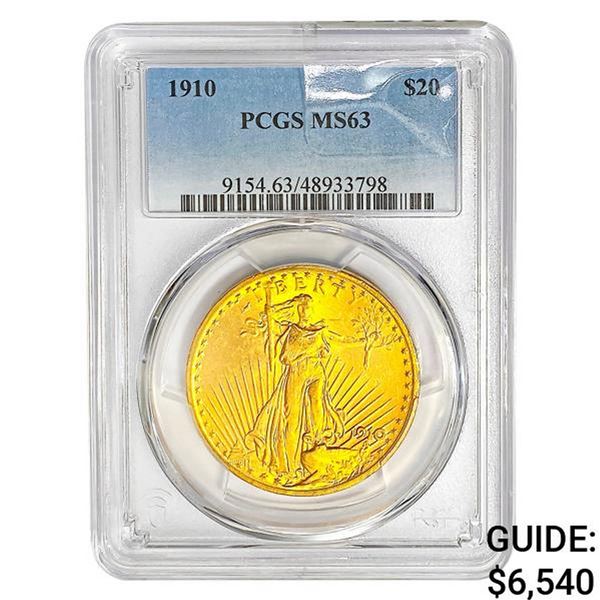 1910 $20 Gold Double Eagle PCGS MS63