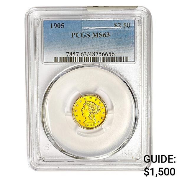 1905 $2.50 Gold Quarter Eagle PCGS MS63