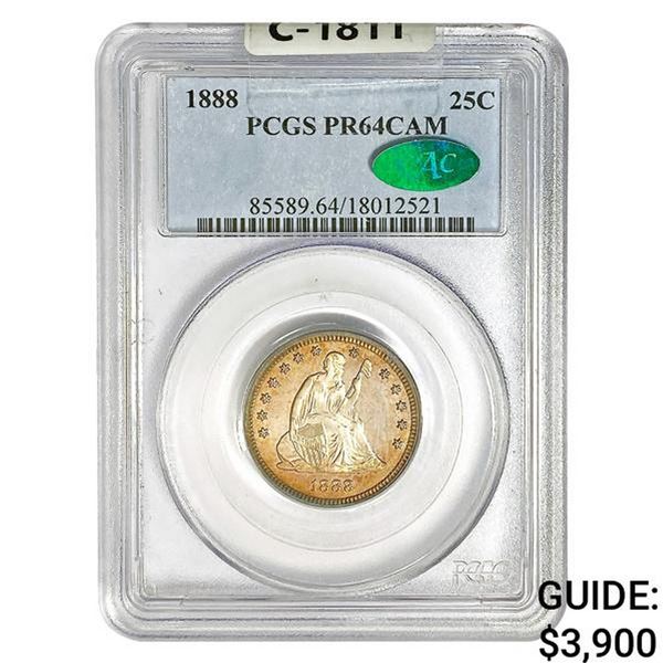 1888 CAC Seated Liberty Quarter PCGS PR64 CAM