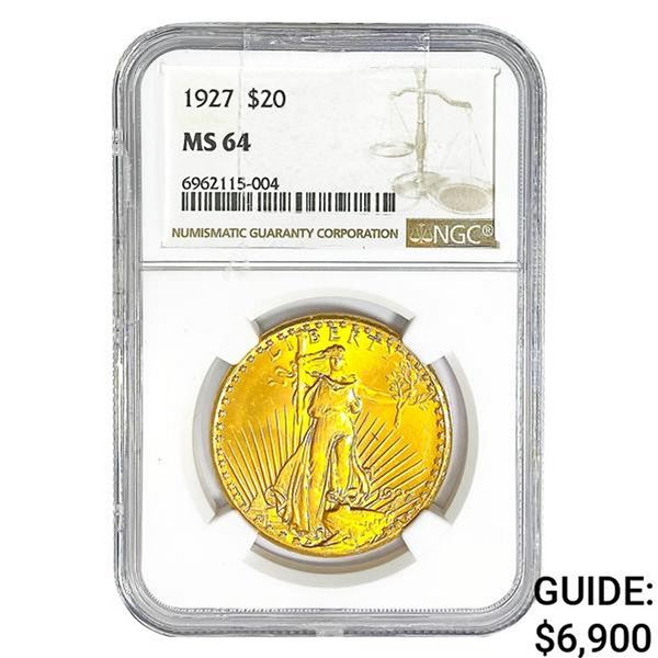 1927 $20 Gold Double Eagle NGC MS64