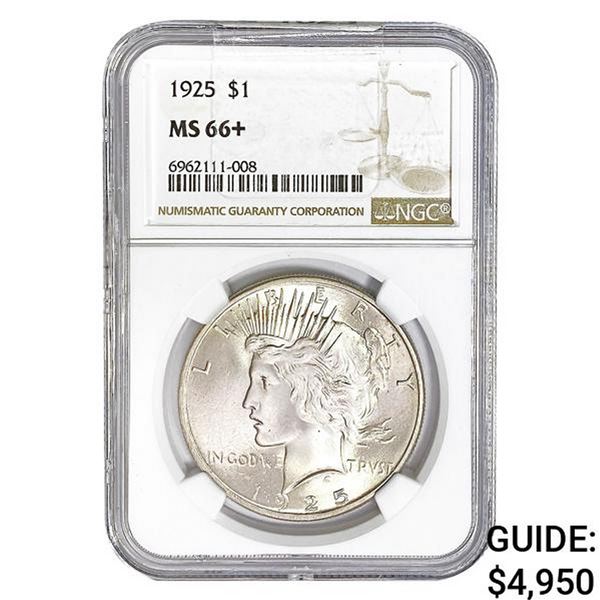 1925 Silver Peace Dollar NGC MS66+