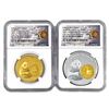 Image 1 : 2018 China 2PC 1.7637oz GLD 1oz SLV Phlana Panda NGC G