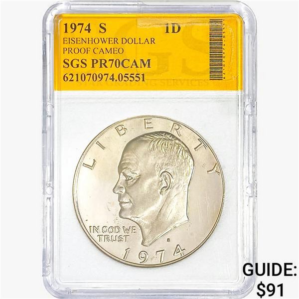 1974-S Eisenhower Silver Dollar SGS PR70 CAM