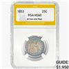 Image 1 : 1853 Seated Liberty Quarter PGA MS60 ARWS&Rays