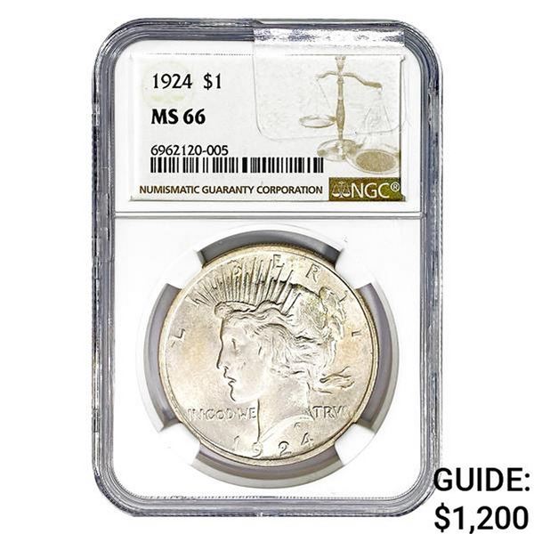 1924 Silver Peace Dollar NGC MS66