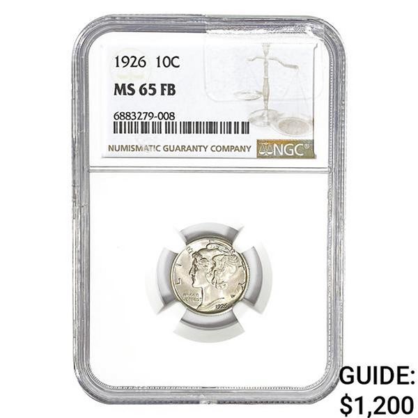 1926 Mercury Silver Dime NGC MS65 FB