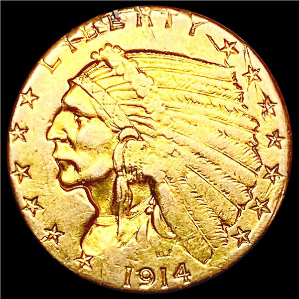 1914-D $2.50 Gold Quarter Eagle NEARLY UNCIRCULATE