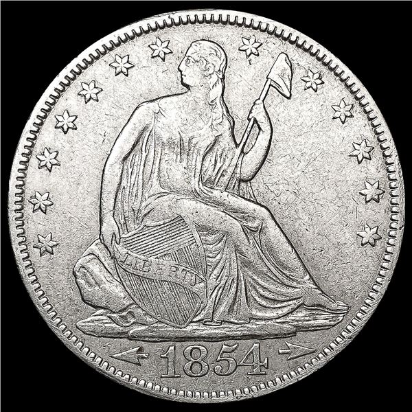 1854 Arws Seated Liberty Half Dollar CLOSELY UNCIR
