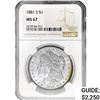 Image 1 : 1881-S Morgan Silver Dollar NGC MS67